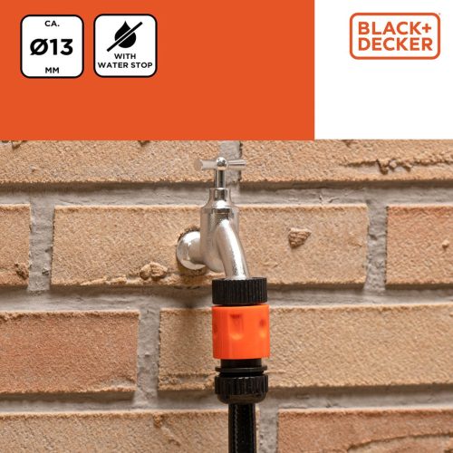 Tömlőcsatlakozó 1/2'' + AquaStop BLACK+DECKER