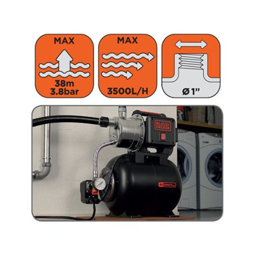 Házi vízmű, 800W INOX, 19 liter BLACK+DECKER BXGP800XBE