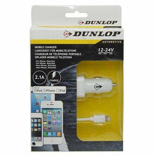 Telefontöltő autóba iPhone, kábellel  2,1A 12V DUNLOP