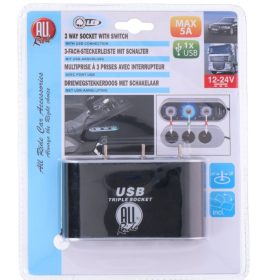 Szivargyújtó elosztó USB All Ride